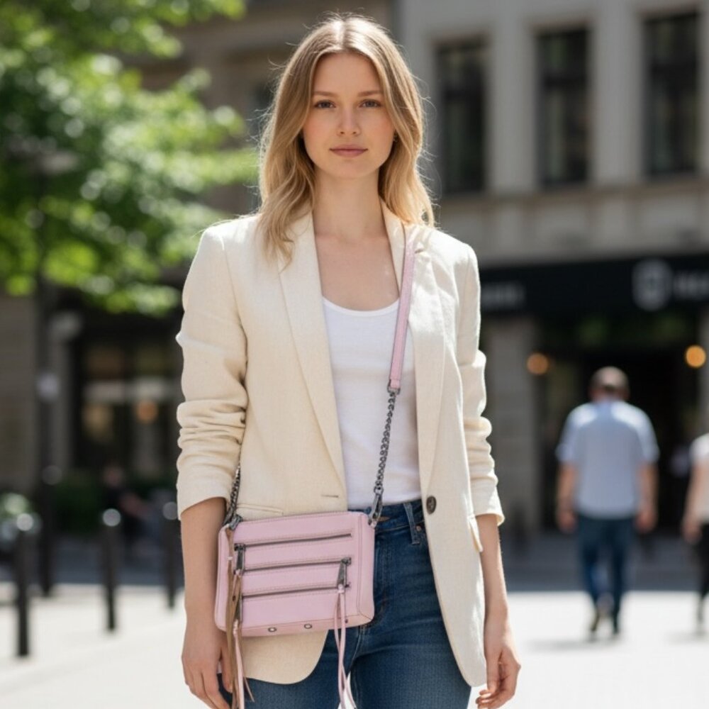Rebecca Minkoff Three Zip Lavender Leather Rocker Cross-body Bag